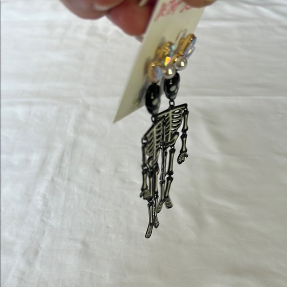Betsey Johnson Glow in the Dark Skeleton Earrings Hinged Dangle NWT - Picture 6 of 8